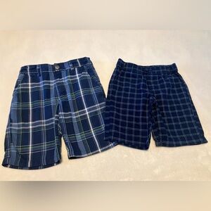 Kids Plaid Shorts Set - Blue and Green